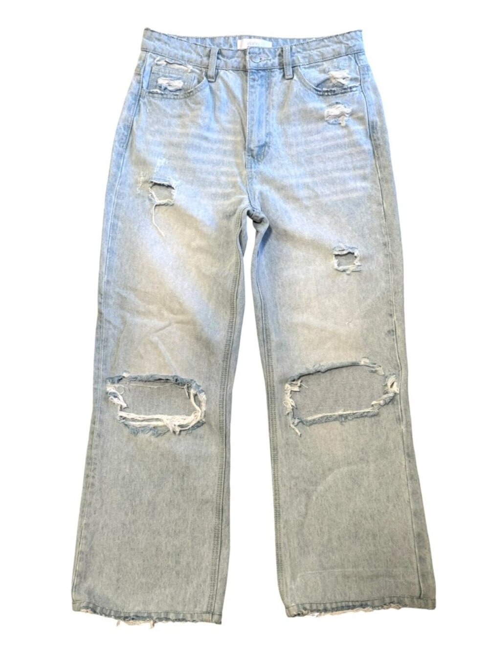 Vervet High Rise Wide Leg Ripped Holes Distressed Crop Ankle Jeans Size 28 Baggy